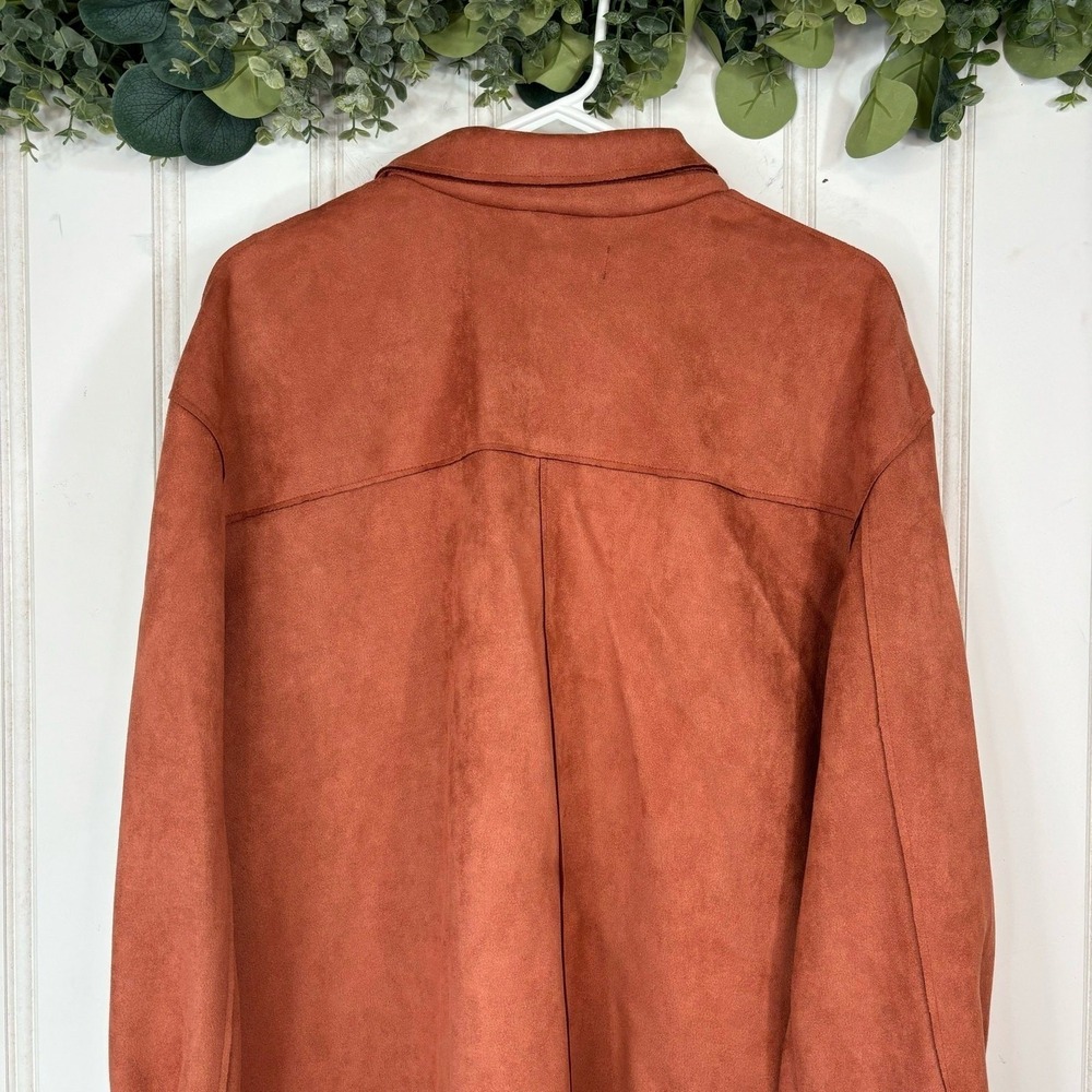 Truth by Republic Shacket Plus 1X Orange Shirt Jacket Casual Western Boho Suede - Picture 5 of 12